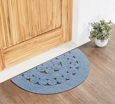 Celeste Blended Blue Indoor/Outdoor Half Circle Braided Rug 19.5
